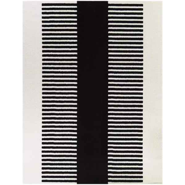 BALTA Mathilde Black 7 ft. 10 in. x 10 ft. Striped Area Rug