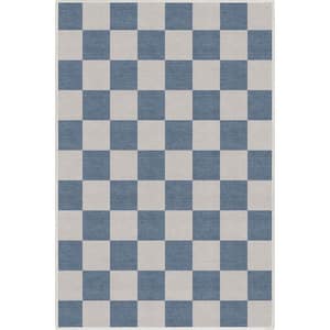 Blue 3 ft. 3 in. x 5 ft. Flat-Weave Apollo Square Modern Geometric Boxes Area Rug