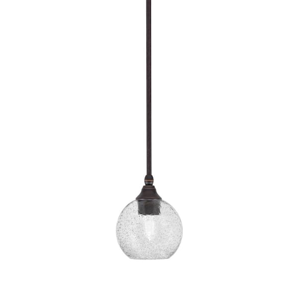 Unbranded Sparta 100-Watt 1-Light Dark Granite Shaded Pendant Light with Smoke Bubble Glass, No Bulb Included