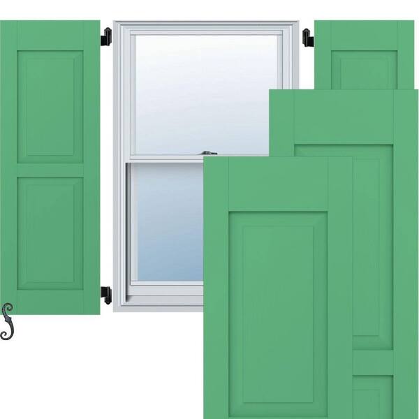 Ekena Millwork 18-in W x 50-in H Americraft Two Equal Raised Panel Exterior Real Wood Shutters (Per Pair), Lily Pads