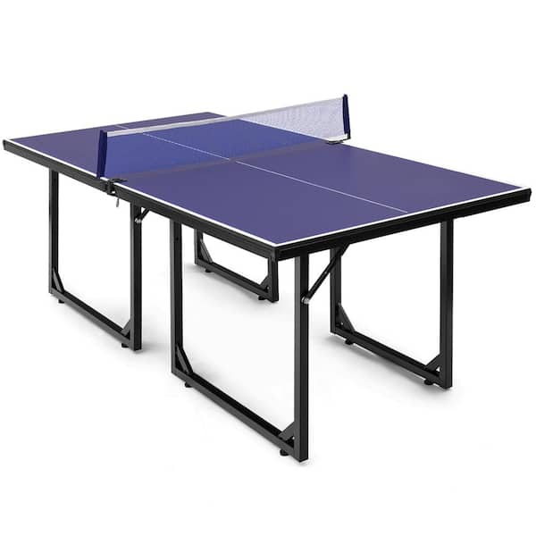 Costway Multi-Use Foldable Midsize Compact Table Tennis Table Removable Net Picnic Table
