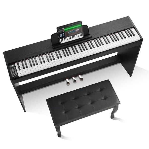 Weighted Digital Piano, 88 Key Fully Weighted Keys, Dual Keyboard & Speakers Simple Cabinet Bracket, 200 Tones & Rhythms