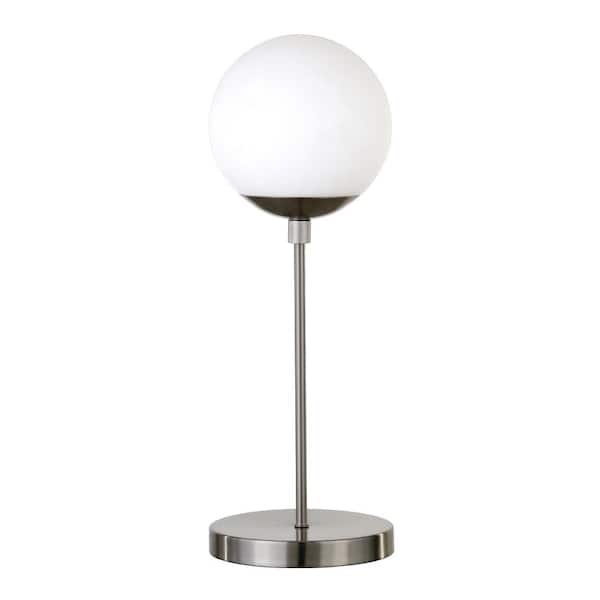 Meyer&Cross Theia 21 in. Brushed Nickel Table Lamp with White Frosted Globe Shade