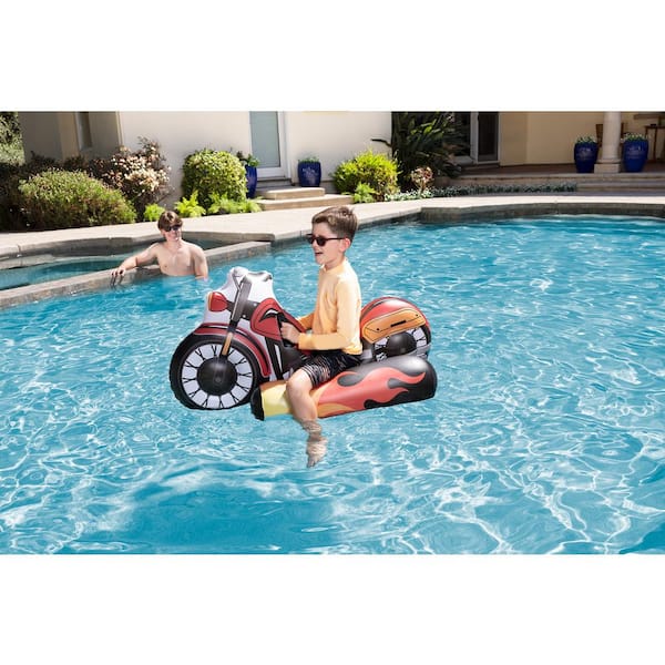 Poolmaster Motorcycle Inflatable Swimming Pool Float Ride On Pool Rider Toy for Kids 81752