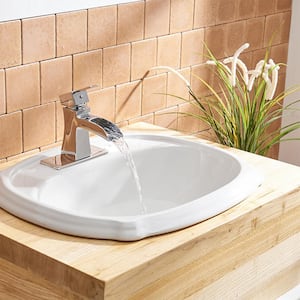 Single-Handle 1 or 3-Hole Waterfall Bathroom Faucet Polished Chrome Bathroom Sink Faucet