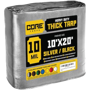 10 ft. x 20 ft. Silver/Black 10 Mil Heavy Duty Polyethylene Tarp, Waterproof, UV Resistant, Rip and Tear Proof
