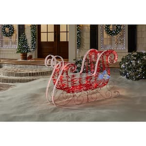 3 ft. Red LED Metallic Sleigh Holiday Yard Decoration