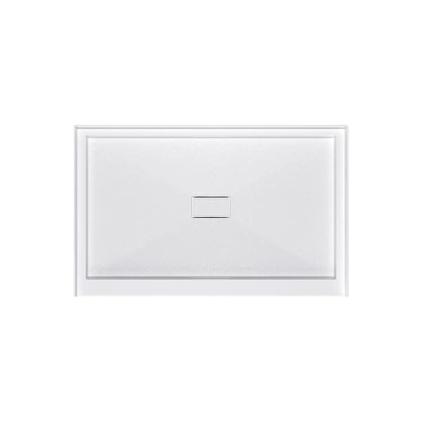 48 in. L x 32 in. W Alcove Shower Pan Base SMC Composite Bathroom Base with Center Drain in White