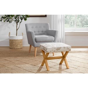 Eleanor Ottoman & Accent Stool in Light Tan Cowprint Upholstery (20" W)