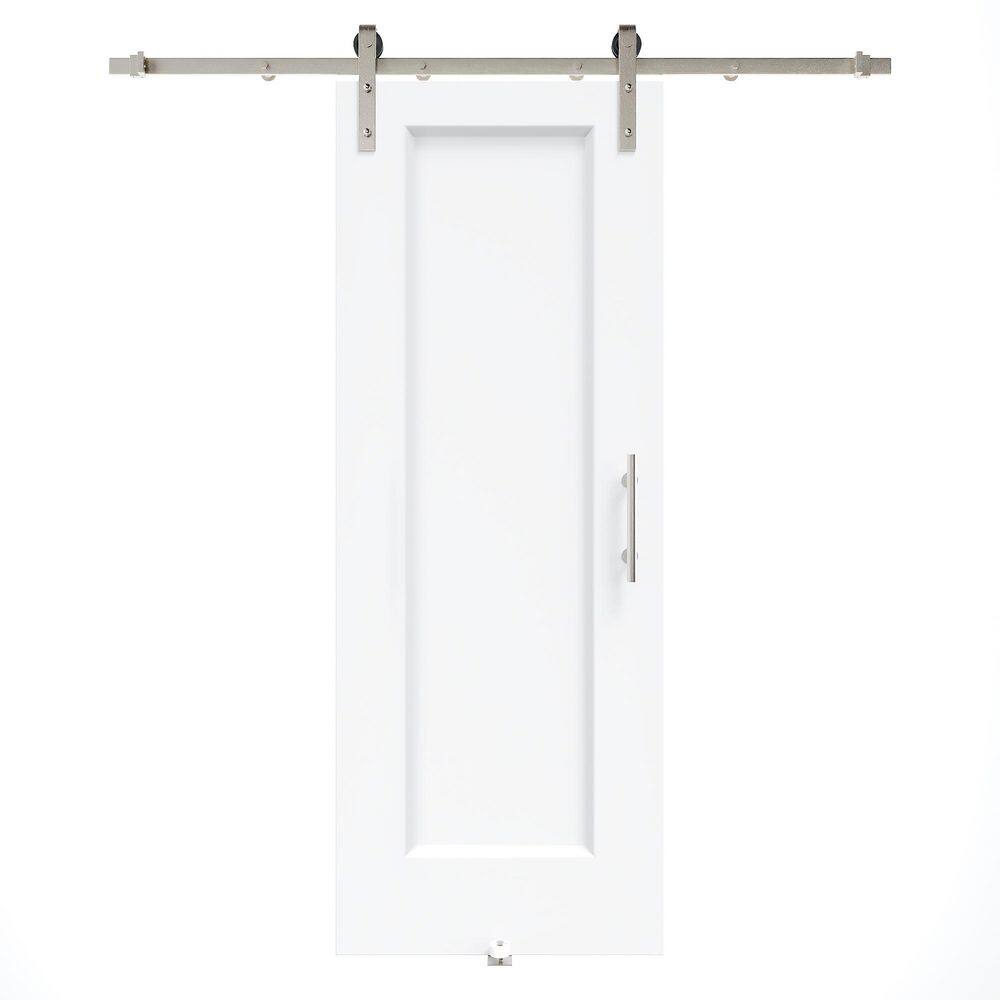 24 in. x 80 in. 1 Panel White Primed MDF No Assembly Required Easy Install Sliding Barn Door with Hardware Kit Nickel price history on PriceWatchPro