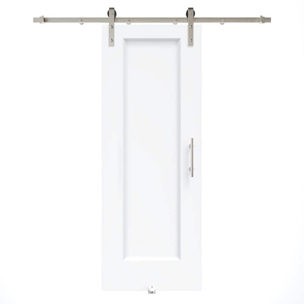 24 in. x 80 in. 1 Panel White Primed MDF No Assembly Required Easy Install Sliding Barn Door with Hardware Kit Nickel price history on PriceWatchPro