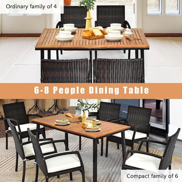 Gymax Rectangle Patio Outdoor Dining, Home Depot Dining Table And Chairs