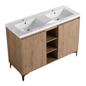 Victoria 48 in. W x 18 in. D x 35 in. H Freestanding Modern Design Double Sink Bath Vanity with Top and Cabinet in Wood
