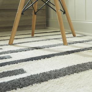 Colter White 4 ft. x 6 ft. Modern Striped Area Rug