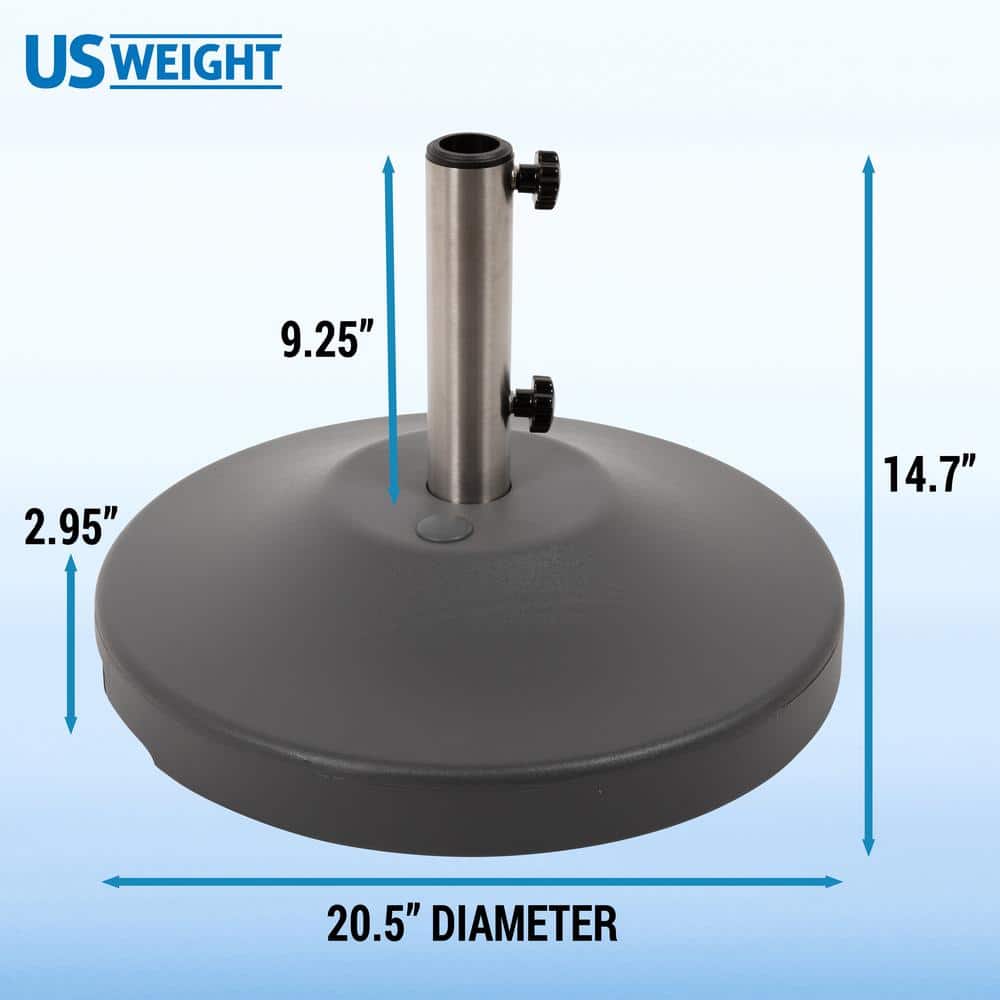 Gray Metal Wheeled Fillable Free Standing Umbrella Base