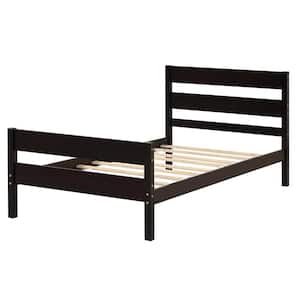 41.8 in. W Espresso Wood Frame Twin Platform Bed with Headboard and Footboard for Kids/Teens/Adults Bedroom