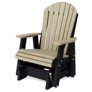 Heritage 1-Person Weathered Wood and Black Plastic Outdoor Glider