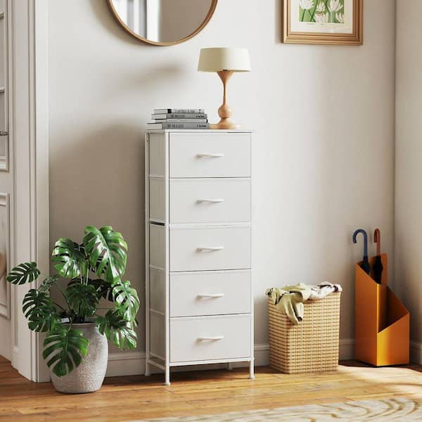 WONDER COMFORT Classical White 5 Drawer 11.8 in. Wide Chest of