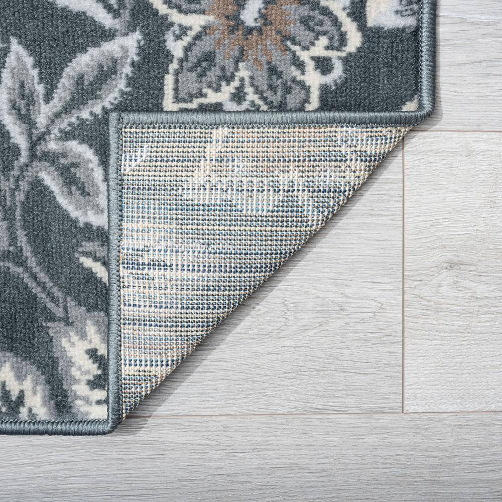 Dark Gray Floral Synthetic 8' x 10' Rectangular Area Rug