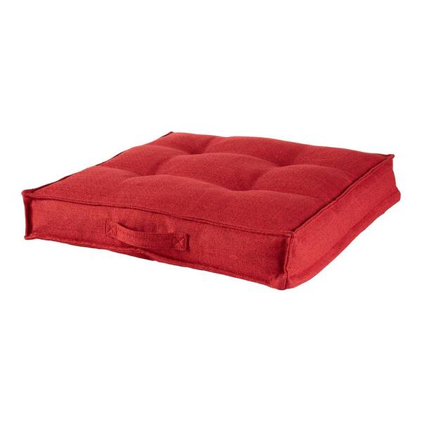 Greendale Home Fashions Jumbo Scarlet Square Tufted Reversible 40 in. x 40 in. Floor Pillow