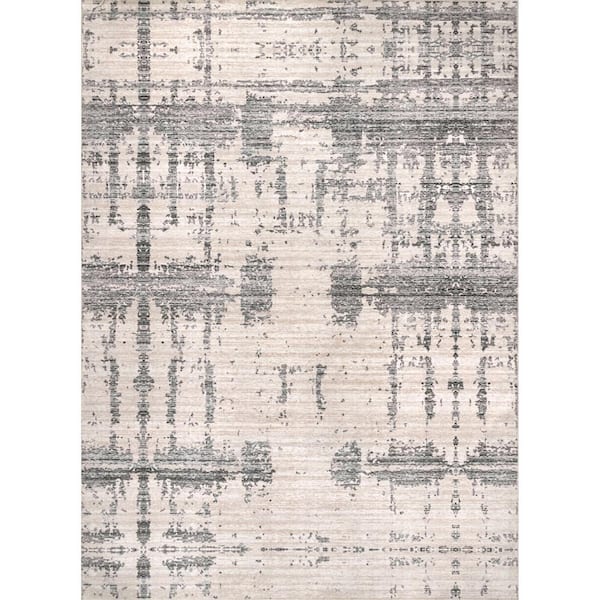 nuLOOM Ariana Machine Washable Light Gray 5 ft. x 8 ft. Abstract Indoor Area Rug
