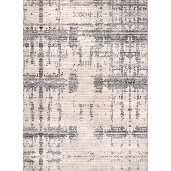 nuLOOM Ariana Light Grey 8 ft. x 10 ft. Machine Washable Abstract Indoor Area Rug