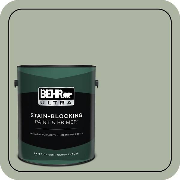 BEHR ULTRA 1 gal. #430E-3 Laurel Mist Semi-Gloss Enamel Exterior Paint & Primer