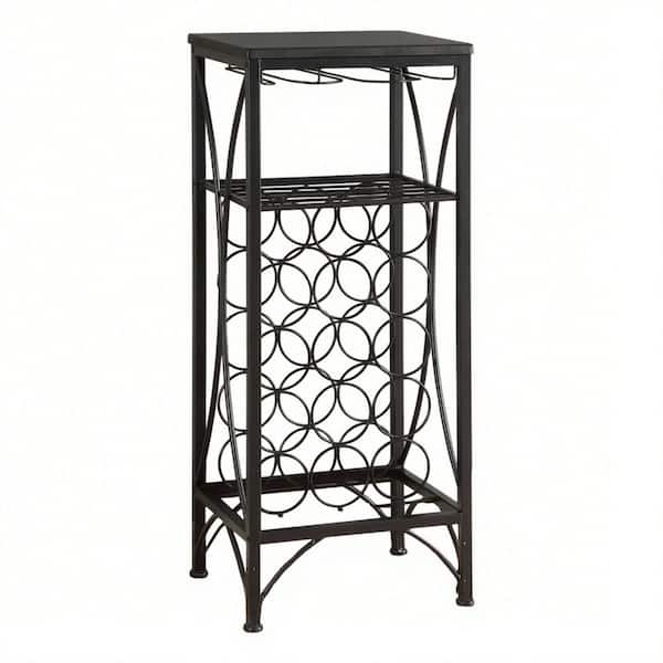 15-Bottle Black Metal Countertop Wine Rack, for Home Bar