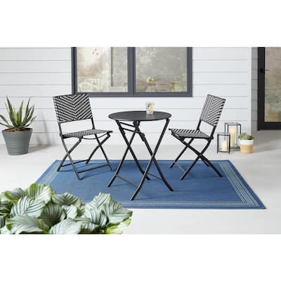 Mix and Match 23.6 in. Black Folding Round Metal Outdoor Bistro Table