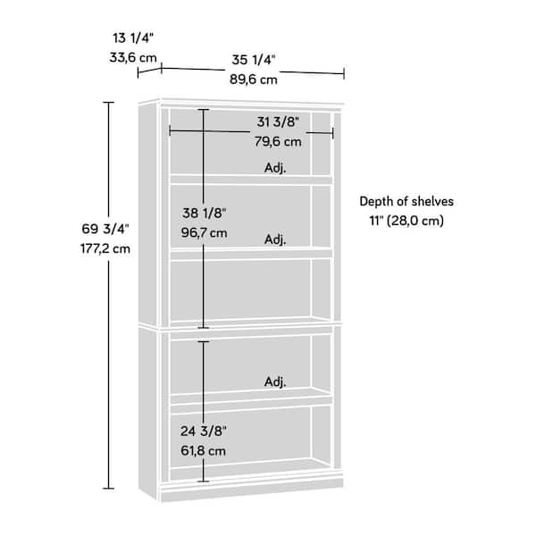 SAUDER 35.276 in. Wide Glacier Oak 5-Shelf Standard Bookcase