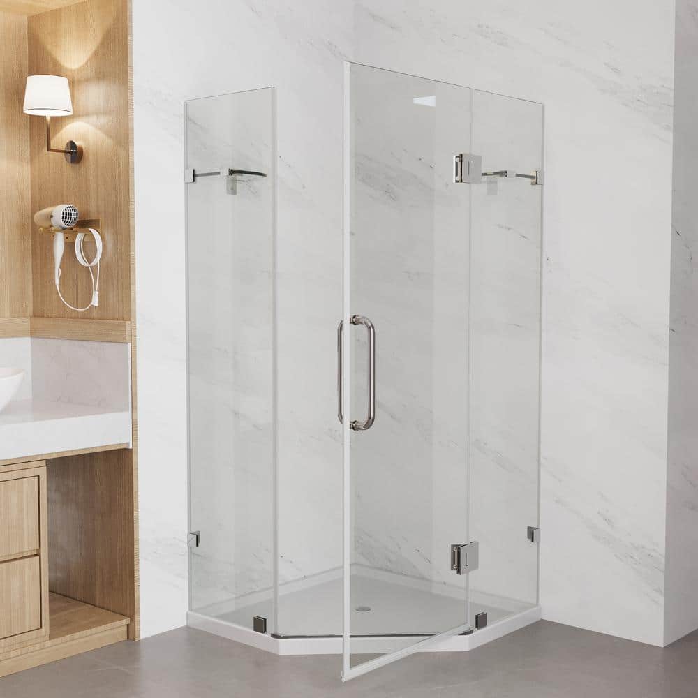 34'' Clear Tempered Glass Frameless Neo-Angle Shower Enclosure