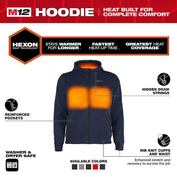 Men's 2X-Large M12 12-Volt Lithium Ion Cordless Blue Heated Hooded Jacket (Jacket and Battery Holder Only)