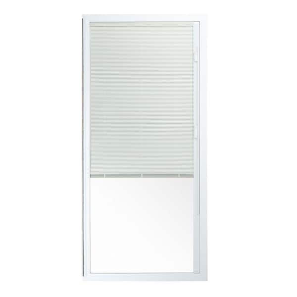 American Craftsman 72 in. x 80 in. 50 Series White Sliding HVHZ Approved Patio Door Vinyl Left-Hand Fixed Panel with Blinds