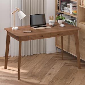 47.2 in. W-21.7 in D-29.5 in H Rectangular Brown MDF Computer Desk with 2 Drawers