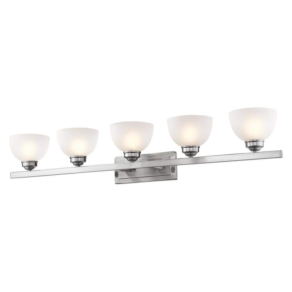 Somerset Brushed Nickel 5-Light Bath Vanity with Satin Glass