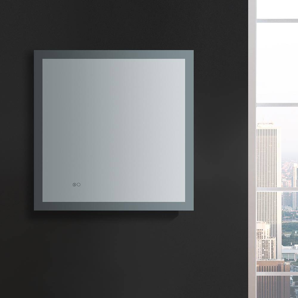 Sleek Halo LED 30" Square Frameless Bathroom Mirror with Defogger