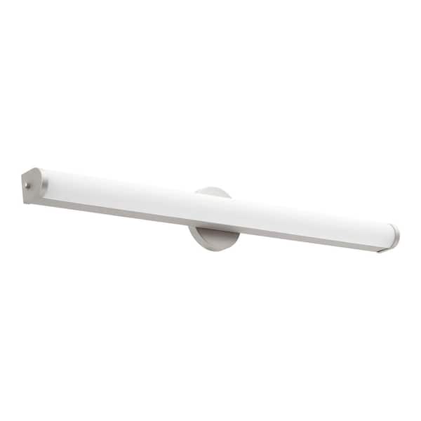 Quorum INTERNATIONAL Transitional 34.75 in. W  1 LED Light Satin Nickel Vanity Light with Matte White Glass