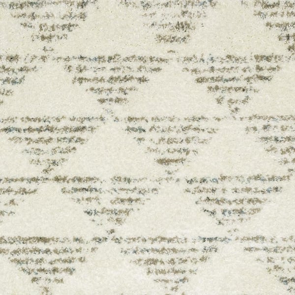 8 X 10 Ivory, Off White Geometric Washable Area Rugs Runner Rug