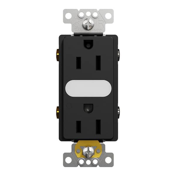 X Series 15 Amp 125-Volt Tamper Resistant Indoor Lighted Duplex Outlet Back Wire Decorator Receptacle Matte Black