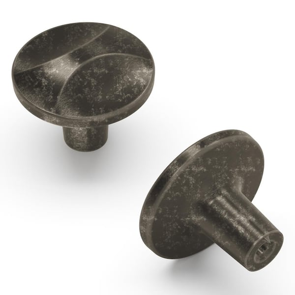 HICKORY HARDWARE Crest Collection Knob 1-1/4 in. Diameter Black Nickel Vibed Finish Modern Zinc Knob (10-Pack)