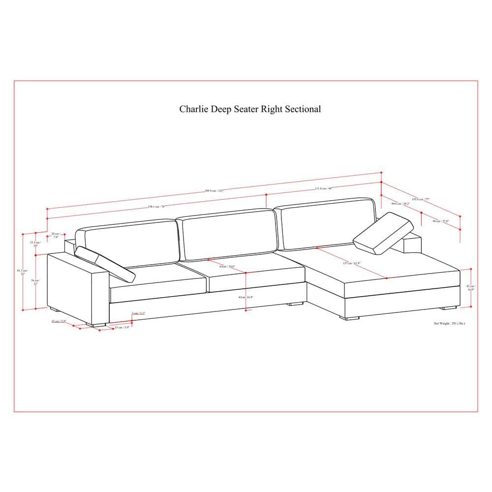 Cream Fabric Right-Facing Sectional Sofa with Chaise