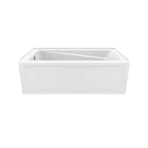 New Town 60 in. x 32 in. Acrylic Left Drain Rectangular Alcove Soaking Bathtub in White