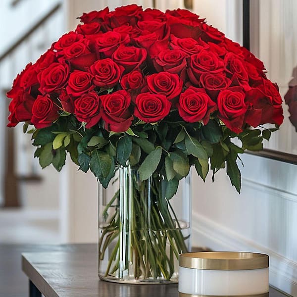 【VIOLA&ROSES】Gradient foodie 19ss Globalrose Fresh Red roses (50 Stems) 50-red-roses-vd - The Home Depot