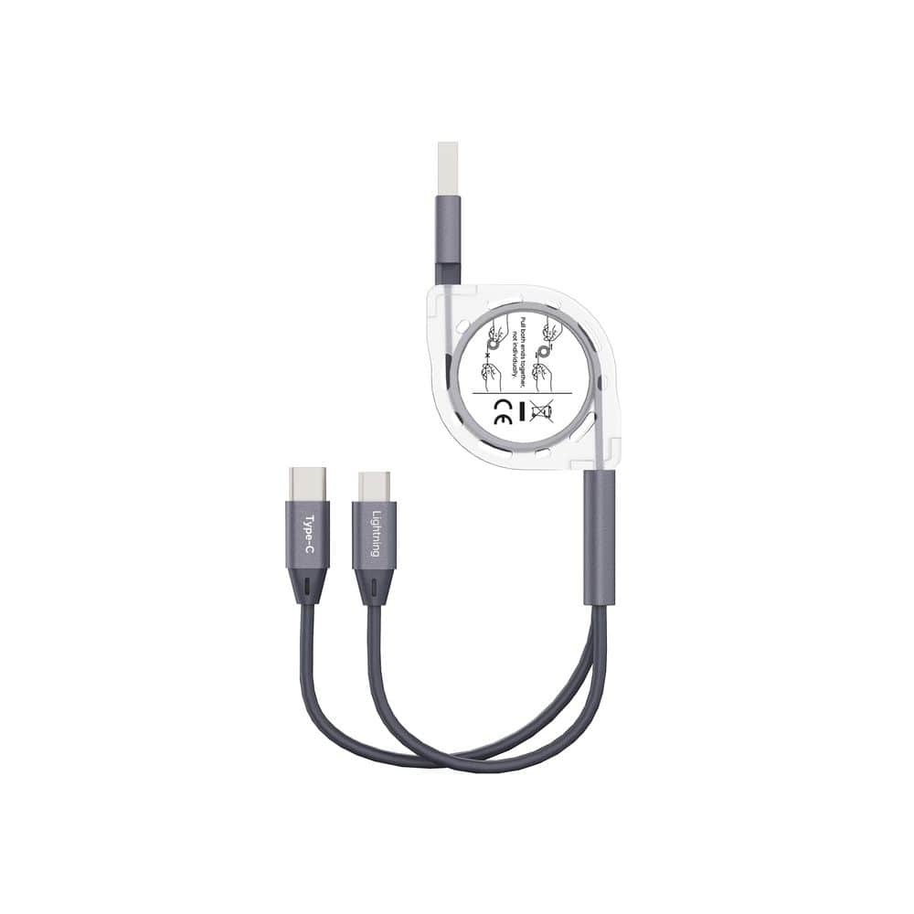 3.3ft 2-in-1 Retractable USB-A to Lightning & Type-C, Fast Charging & Data Syncing Cable-Black price history on PriceWatchPro