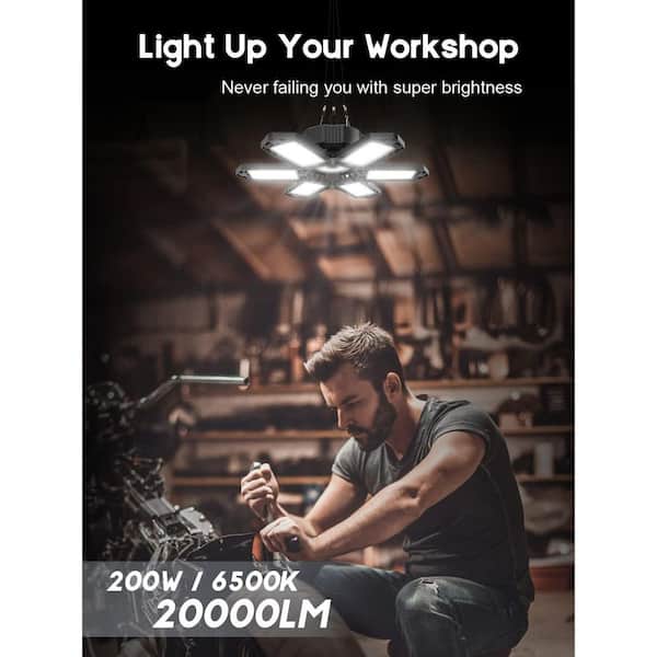 Lukyamzn 200W 20000-Lumens LED Shop Light Plug-In Ceiling Light