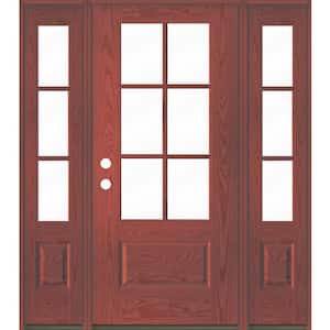 UINTAH Farmhouse 64 in. x 80 in. 6-Lite Right-Hand/Inswing Clear Glass Redwood Stain Fiberglass Prehung Front Door DSL