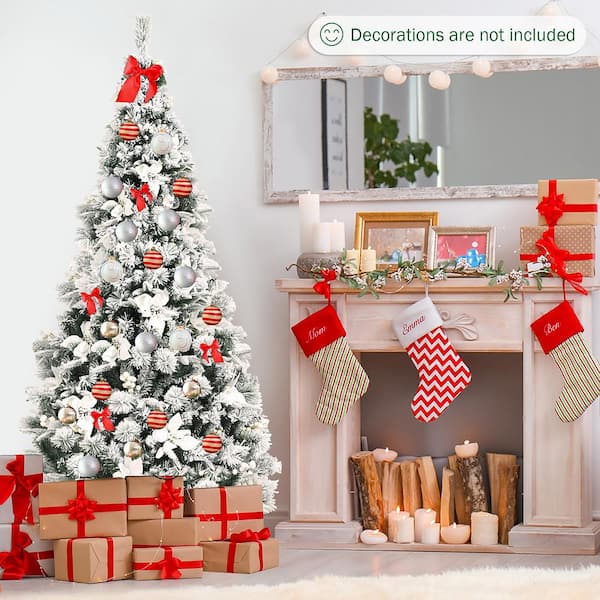 6 Frosted Christmas Tree with 12 Ornament Gift Box 