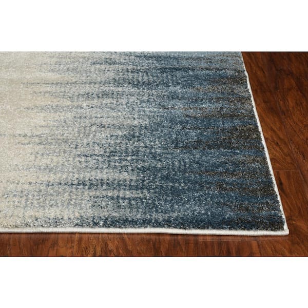 Rue Ivory/Blue 3 ft. x 5 ft. Ombre Contemporary Area Rug