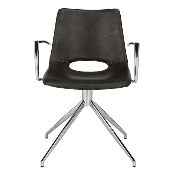 SAFAVIEH Dawn Grey/Copper Leather Swivel Dining Chair