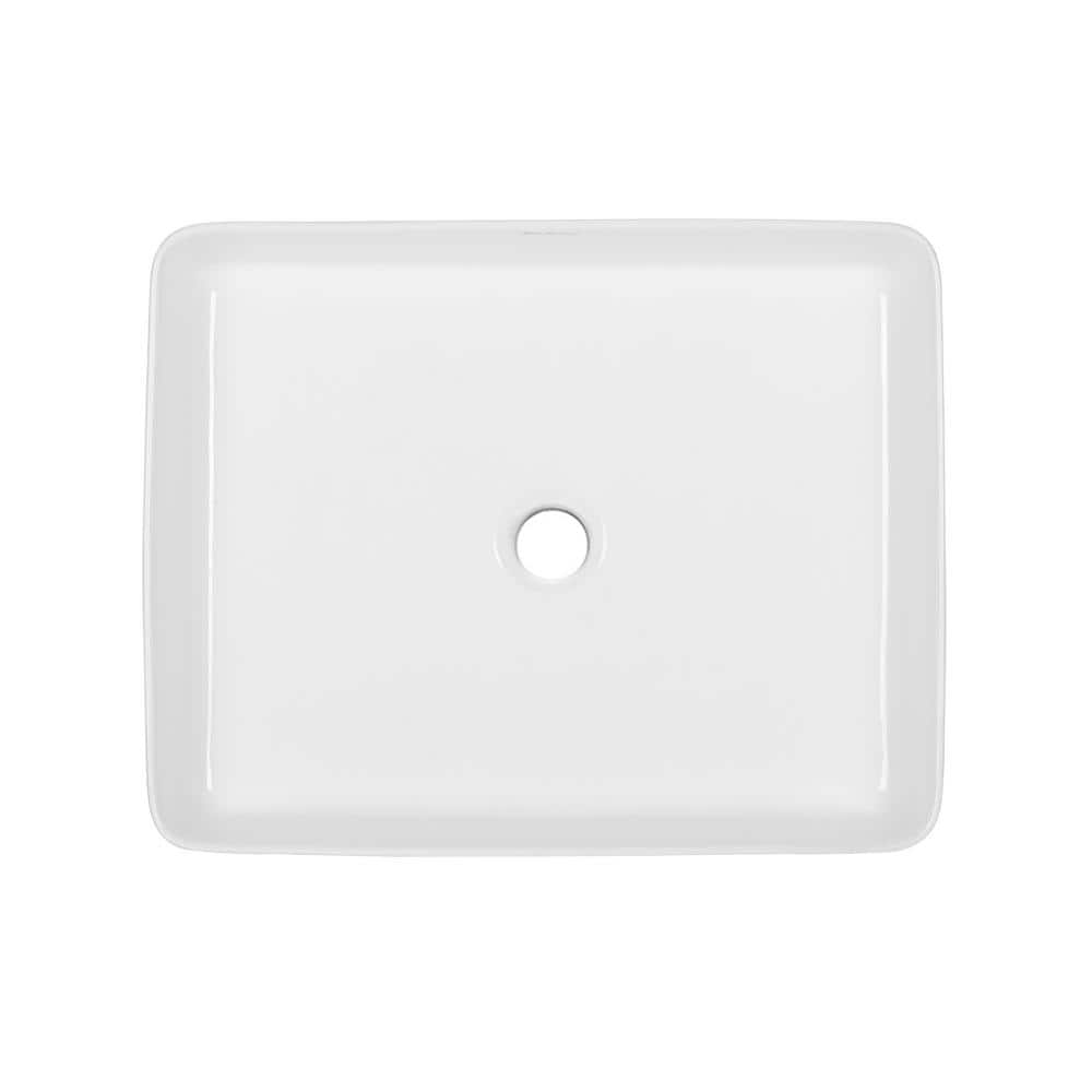 White Ceramic Above-Counter Rectangular Vessel Sink